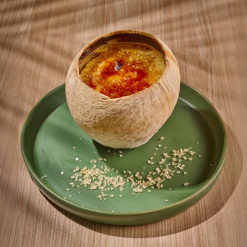 Creme Brulee Served In A Coconut